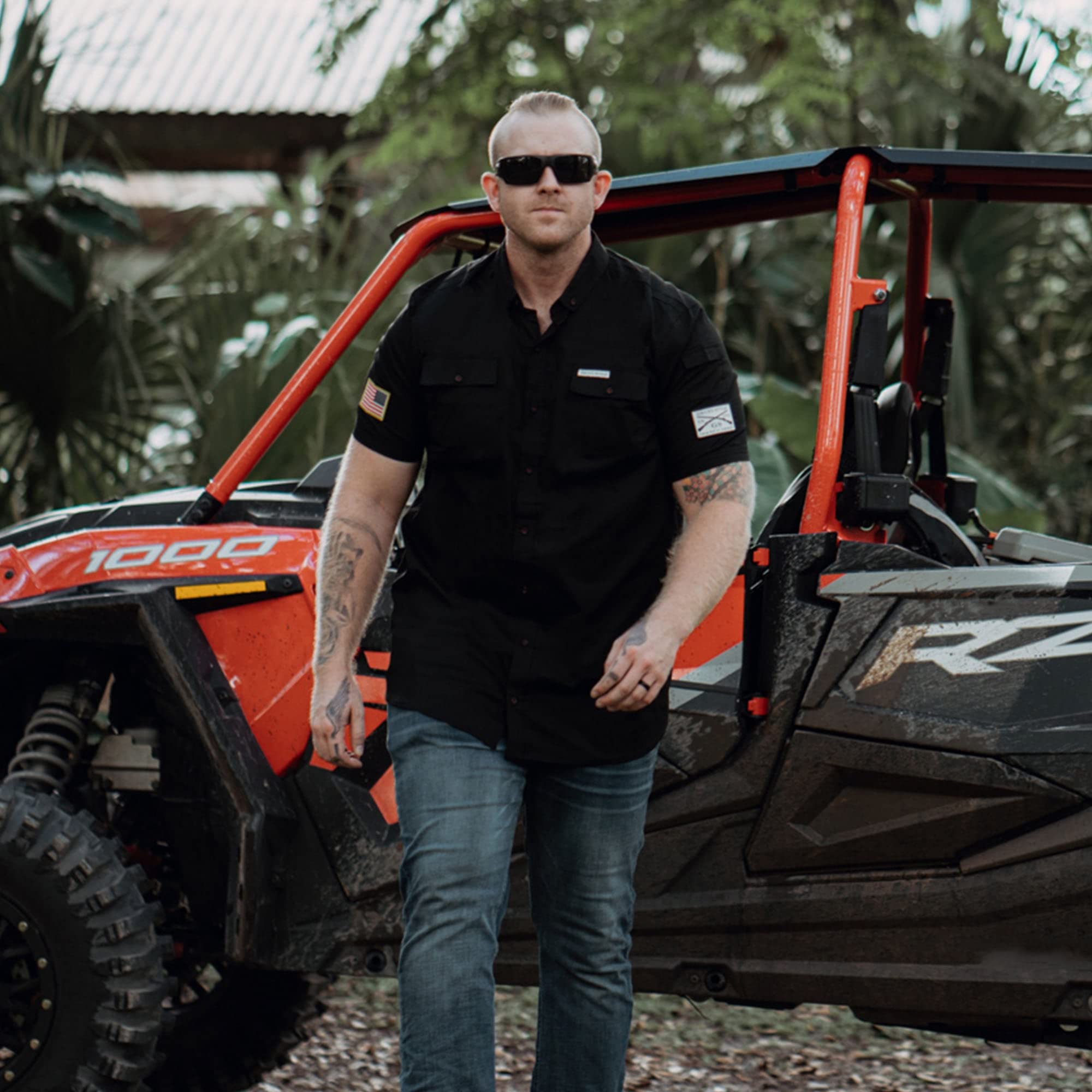 Grunt Style Men's Short Sleeve Button Down Shirt - Casual Workwear & Garage Mechanic Shirt for Outdoor Activities and Everyday Wear