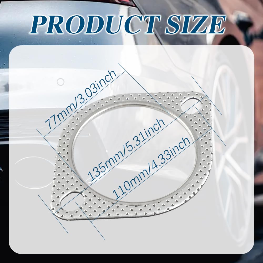 2PCS 3-Inch Exhaust Gasket for Car Truck SUV - High Temp Seal