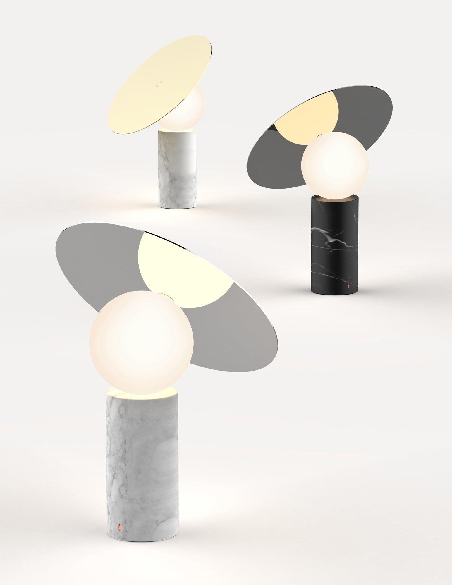 Bola Disc Table Lamp - Modern LED Nightstand Light for Bedroom, Living Room, Office | Dimmable Touch Control, Warm White Light, USB Charging Port