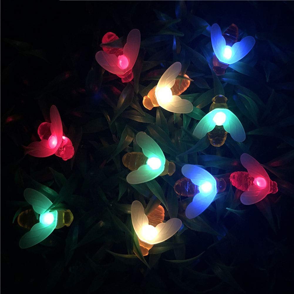 XLAHD 30 LED Solar Bee Halloween Lights - Waterproof Outdoor Garden String Lights for Balcony, Fence & Festive Decor | Perfect for Halloween, Christmas, and Party Decorations