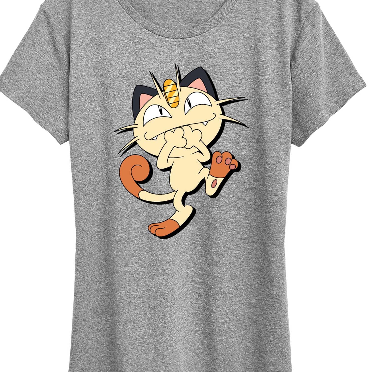 HYBRID APPAREL Women's Pokemon Meowth Shadow Graphic T-Shirt - Short Sleeve Anime Casual Tee for Gaming, Cosplay & Everyday Wear