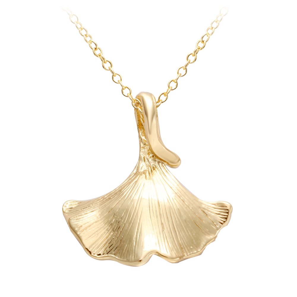 NOUMANDA 14K Gold Plated Ginkgo Leaf Pendant Necklace for Women - Elegant Botanical Jewelry for Everyday Wear, Gift Giving & Special Occasions