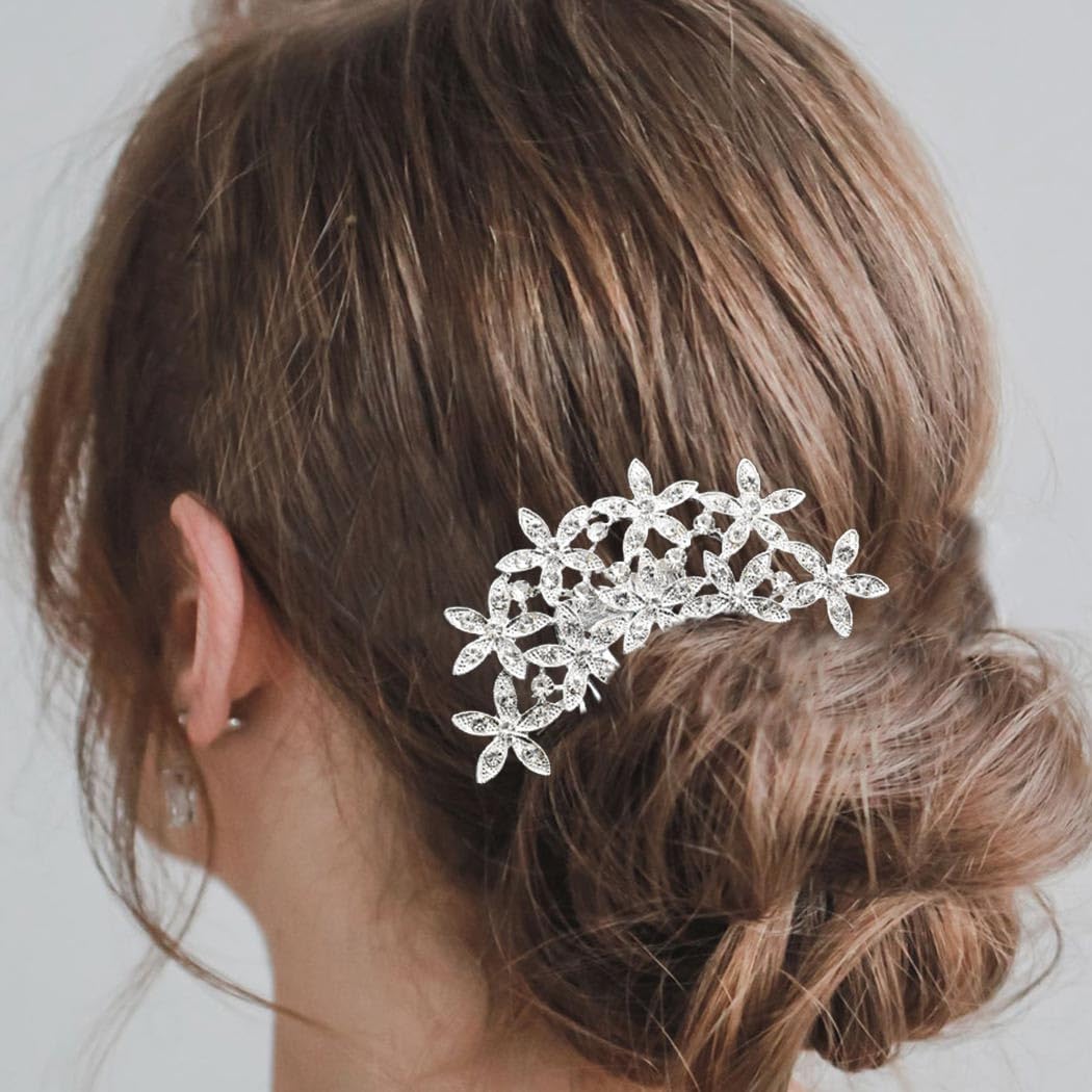 Sparkling Rhinestone Starfish Hair Comb - Silver Bridal Hair Clip for Wedding, Prom & Special Occasions | Elegant Hair Accessories for Women & Girls