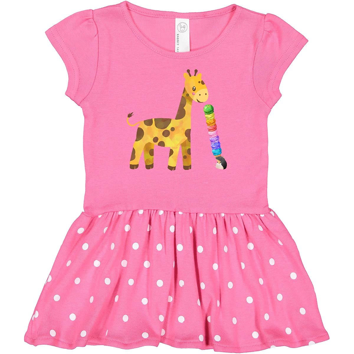 Inktastic Giraffe and Rat Friends with Ice Cream Print Baby Girl Dress - Cute Animal Theme Outfit for Birthday Parties, Photo Shoots & Casual Wear