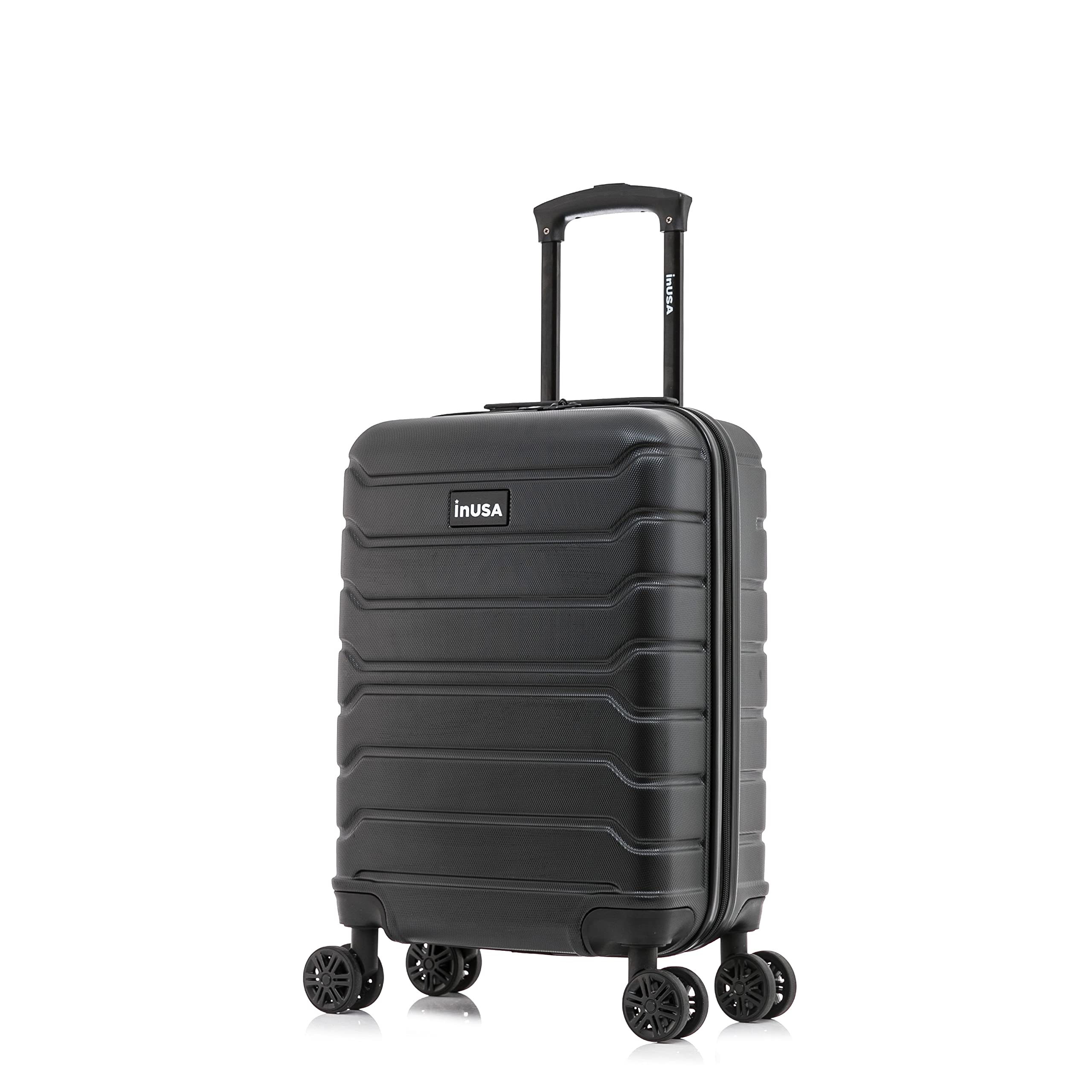 InUSA TREND 20-Inch Lightweight Hardshell Spinner Luggage - Durable Carry-On Suitcase with Telescopic Handle & 360° Wheels for Air Travel (Black) | Perfect for Business Trips, Weekend Getaways & Cabin Baggage