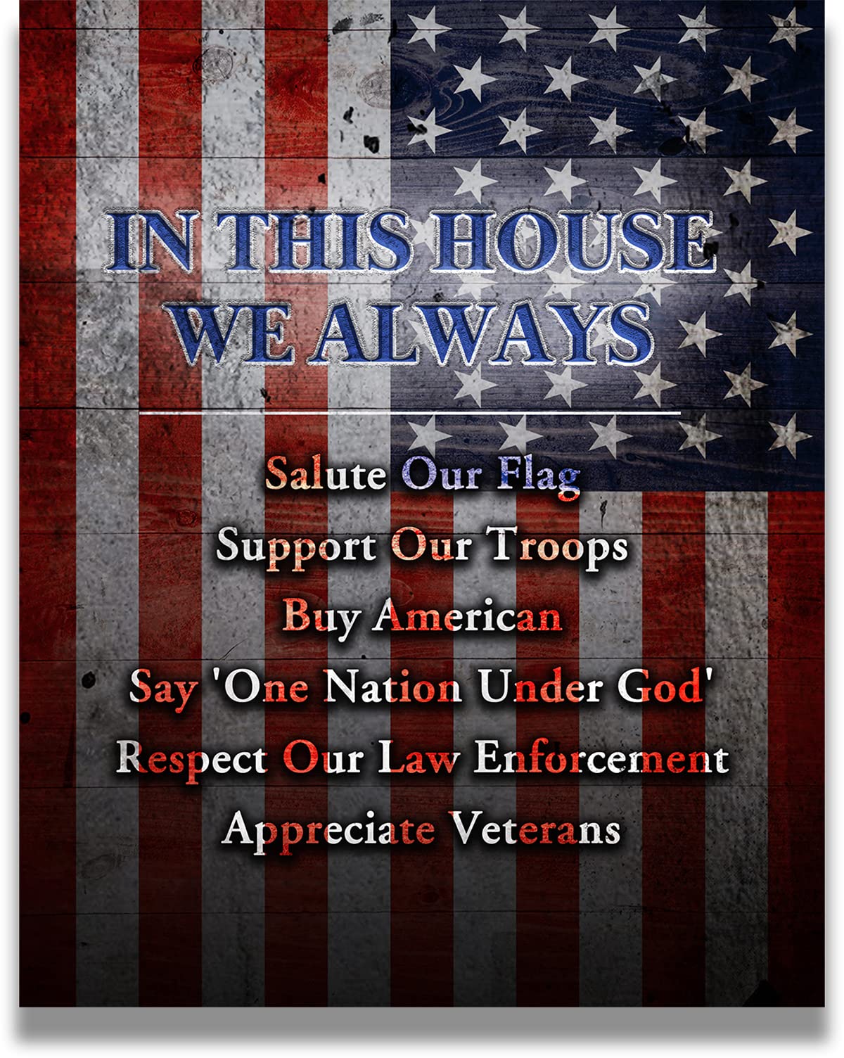 American Pride Wall Art - Patriotic Home Decor Canvas for Living Room, Bedroom & Office - Military & USA Themed Wall Hanging - Ready to Hang 16x20 Inch Canvas - Perfect Gift for Men & Women Who Love America