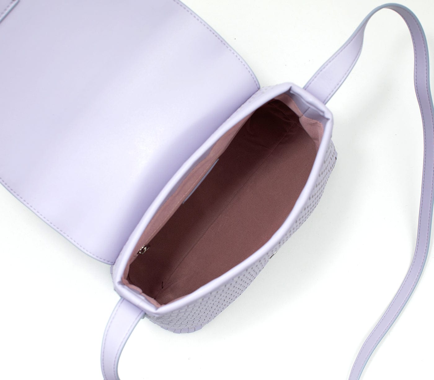 Kate Vegan Leather Basket Weave Crossbody Bag for Women - Stylish Lilac Purse for Everyday Use, Work, Travel and Shopping