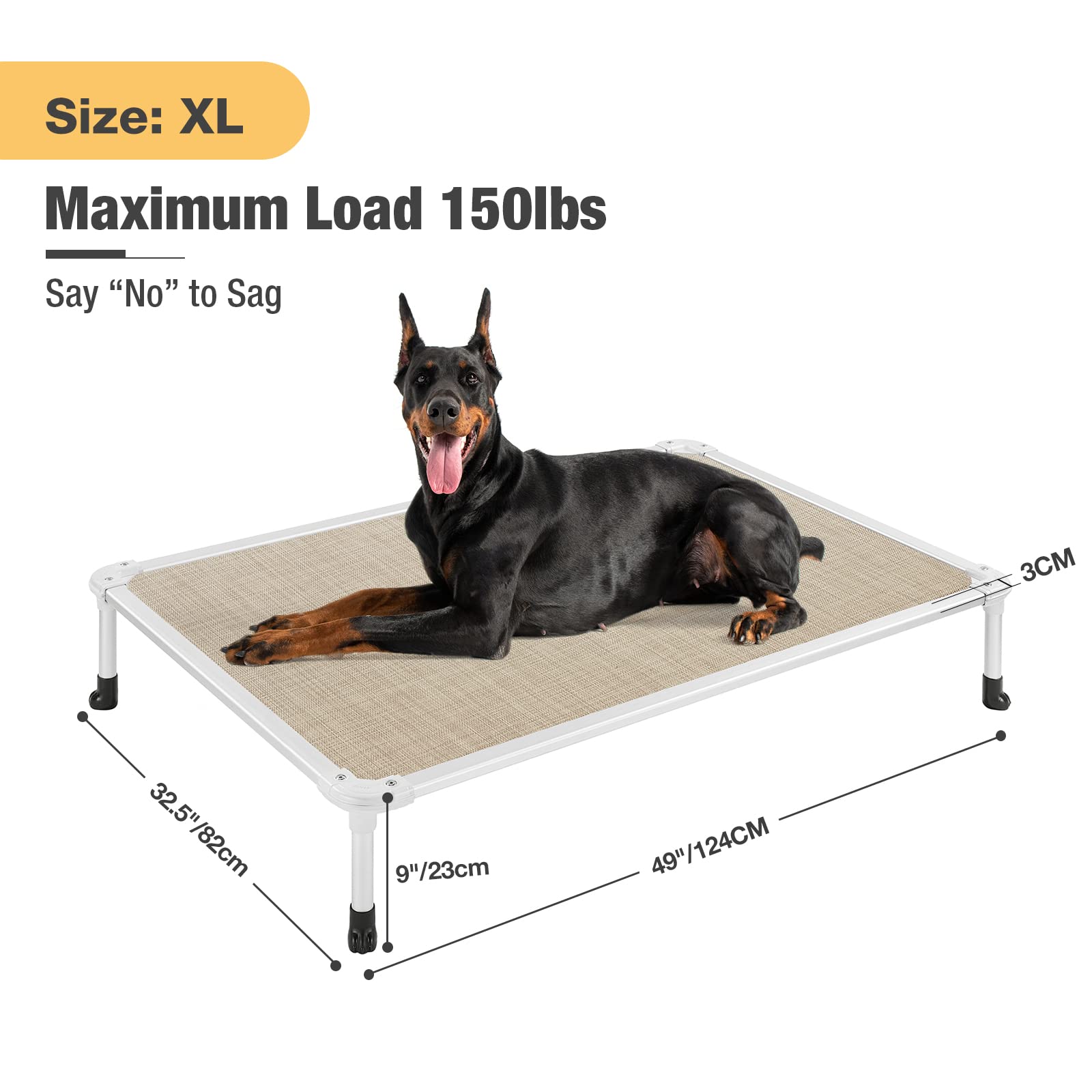 Veehoo Chew Proof Raised Dog Bed - Cooling Pet Cot with Aluminum Frame for Indoor/Outdoor Use - Perfect for Hot Weather & Active Dogs