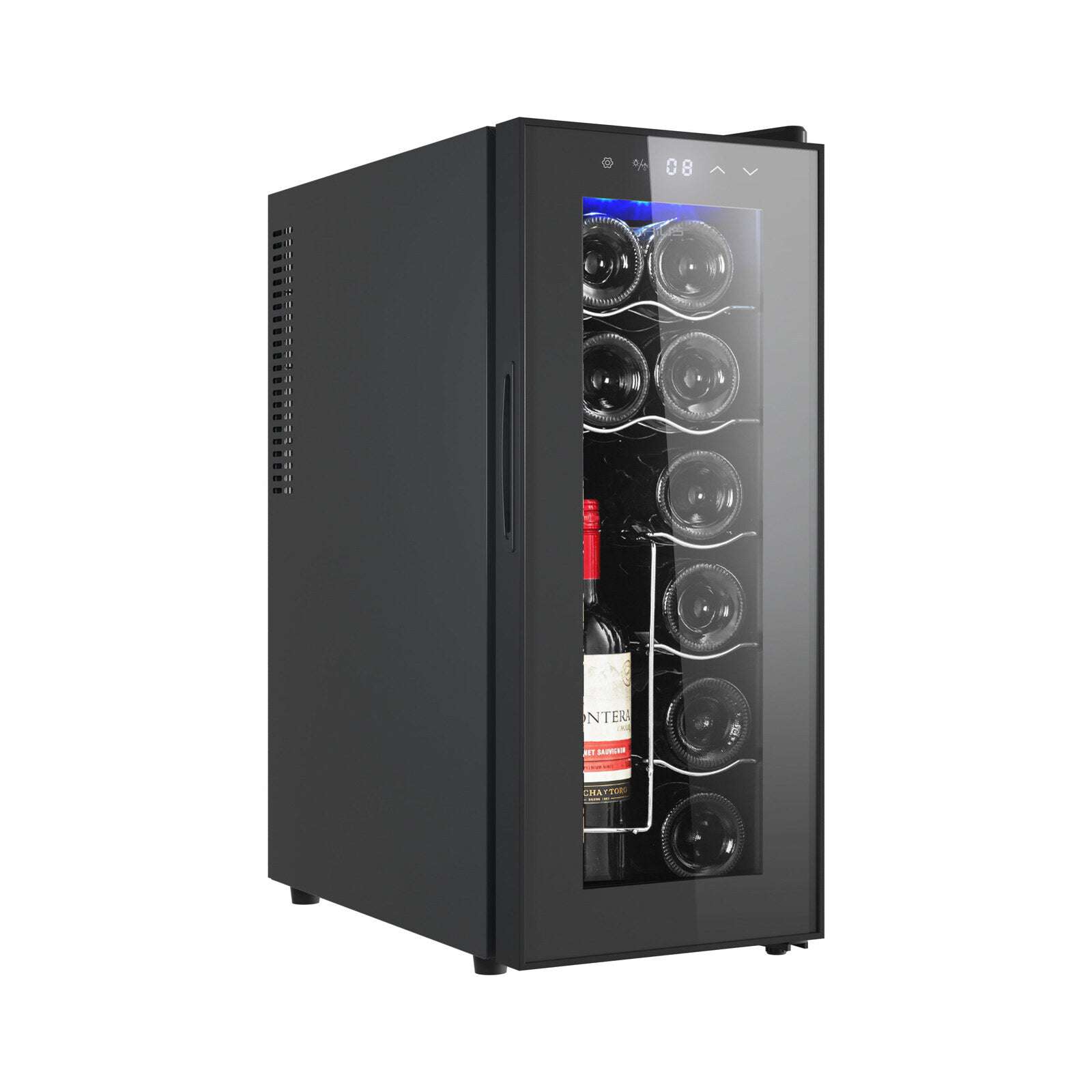 12 Bottle Wine Cooler Refrigerator with Glass Door & Digital Temperature Control - Perfect for Home, Office, or Restaurant Wine Storage