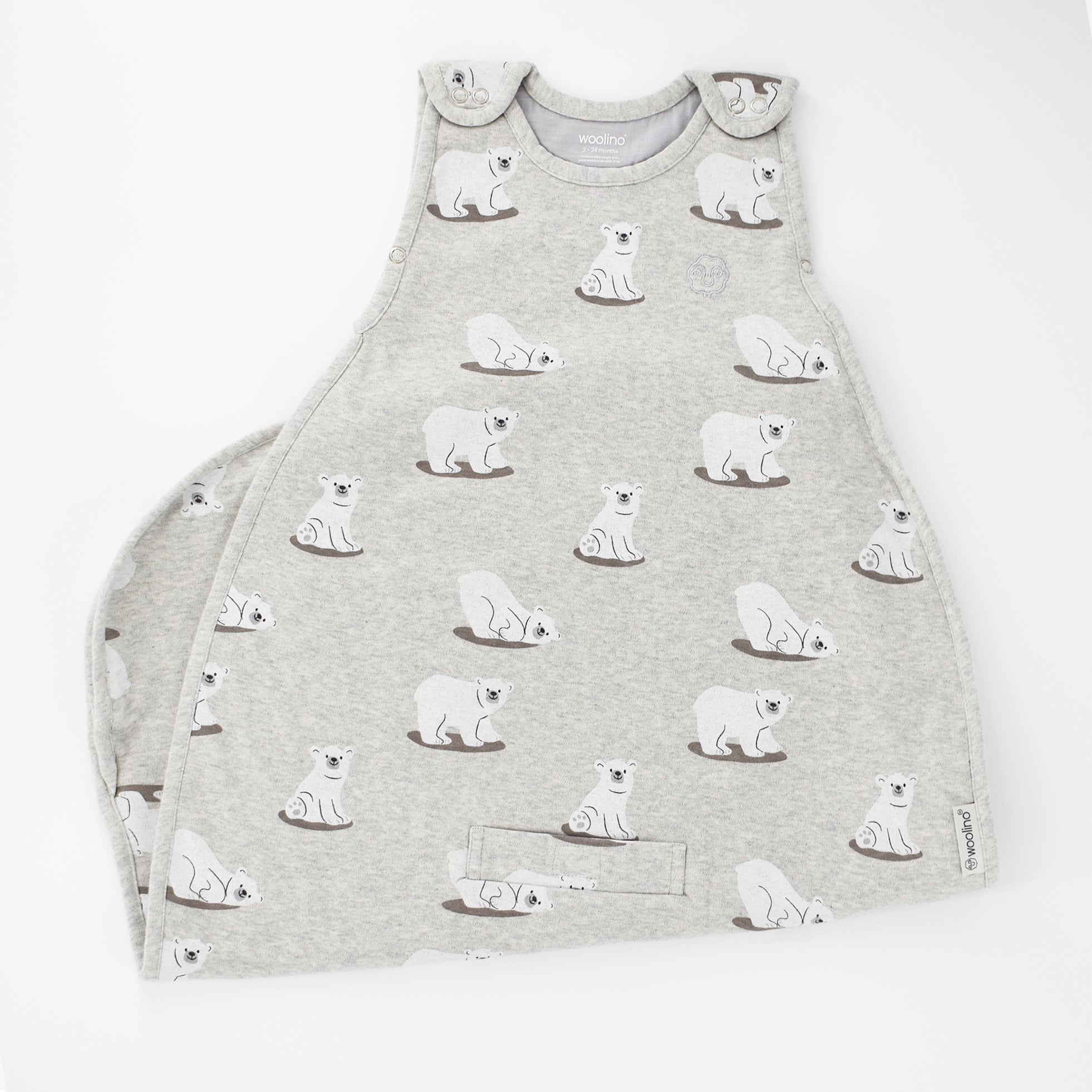 4 Season Baby Sleep Sack - Merino Wool & Organic Cotton Sleeping Bag for Infants 2 Months to 2 Years - Polar Bear Design for Cozy Nursery & Travel Use