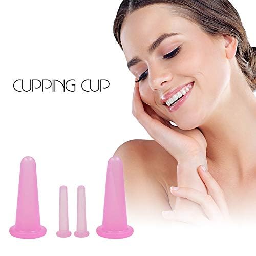 Dr. Pen 4-Piece Silicone Facial Cupping Set - Anti-Aging Massage Cups for Face, Neck, Back & Body Care - Includes 2 Small & 2 Large Pink Vacuum Therapy Tools - Perfect for Skincare Routine, Relaxation & Wrinkle Reduction