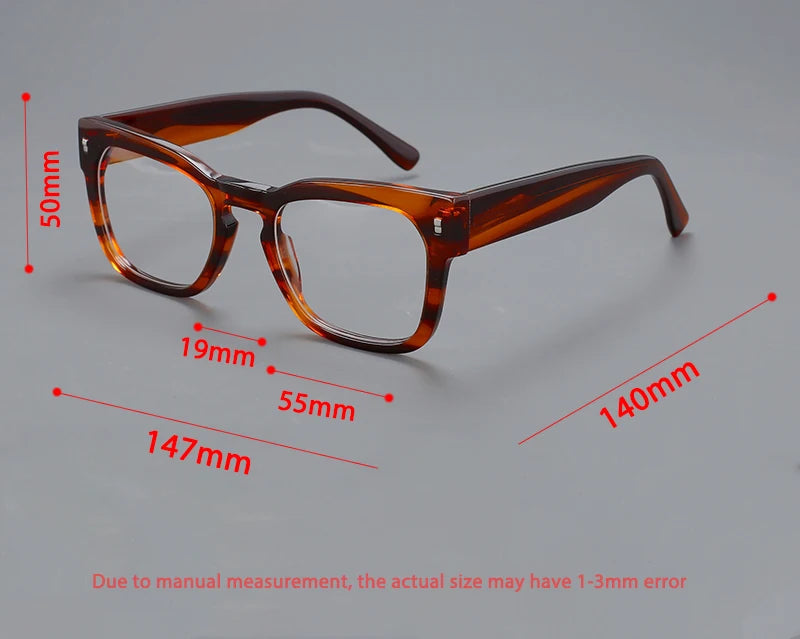 CCspace Unisex Full Rim Square Cat Eye Acetate Eyeglasses 57232 - Stylish Retro Frame for Men & Women - Perfect for Reading, Fashion, and Office Wear