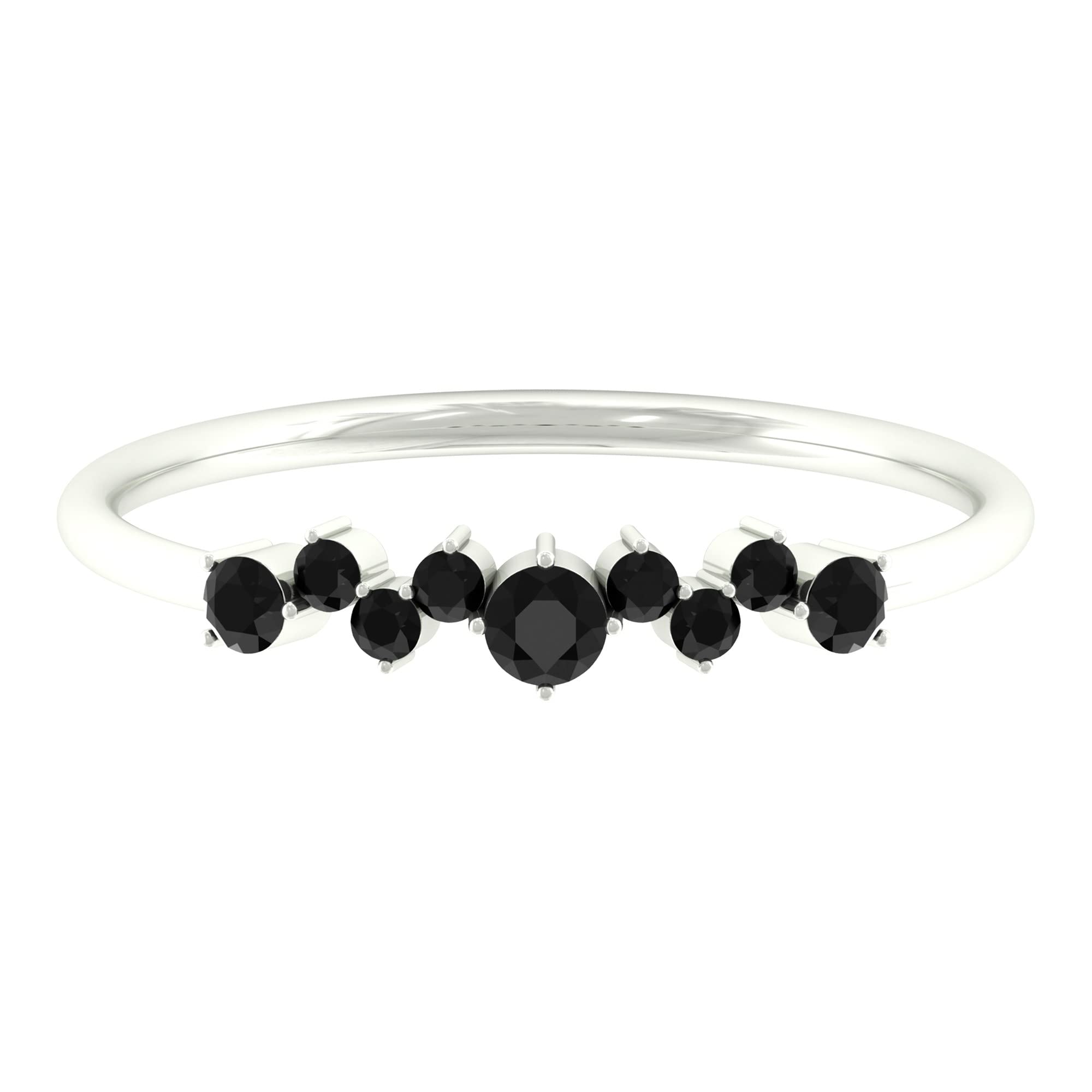 1/4 CT Natural Black Spinel Ring for Women - 14K Solid Gold Minimalist Promise Ring - August Birthstone Jewelry for Anniversary, Engagement & Everyday Wear
