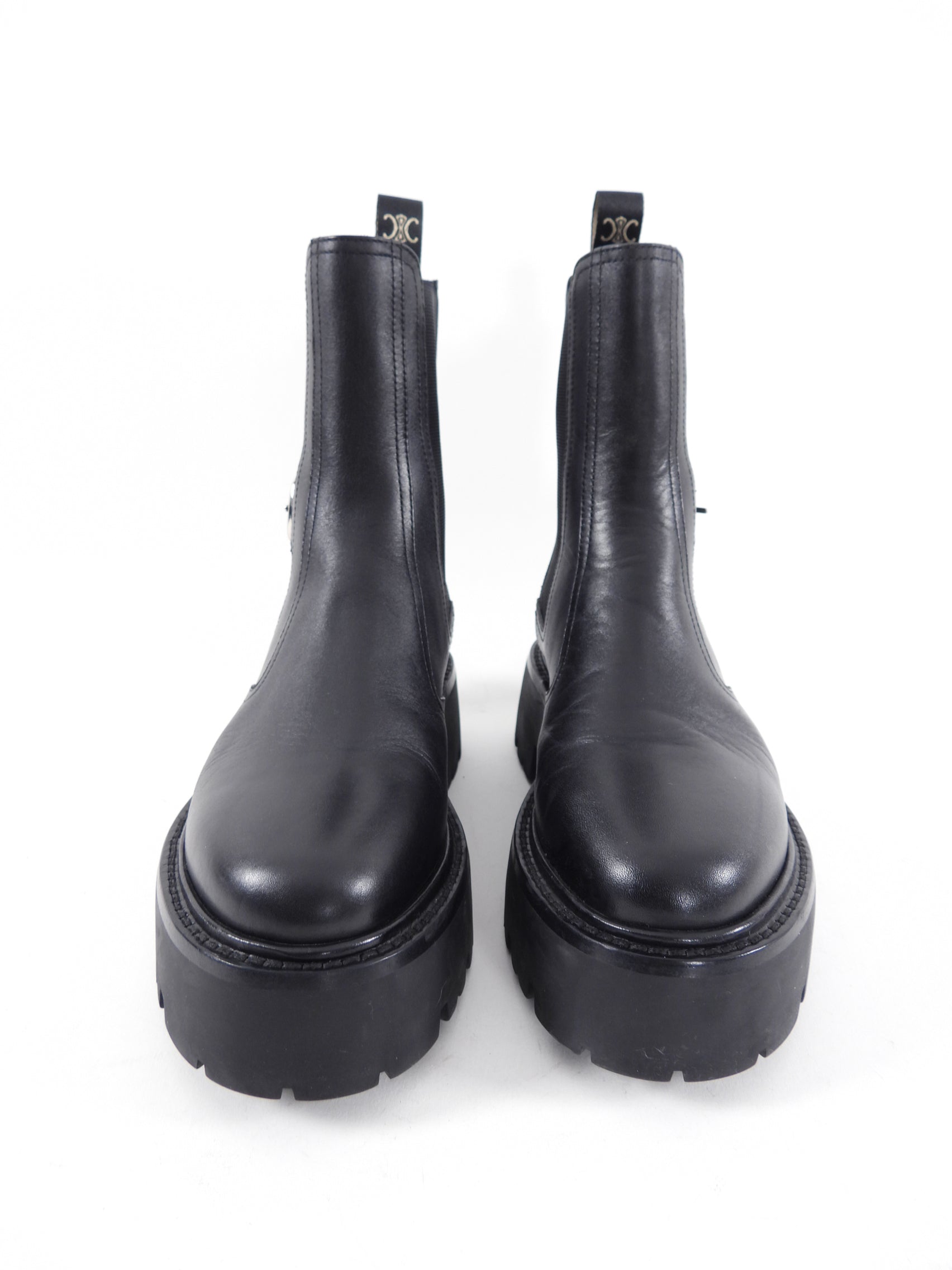 Celine Black Leather Chunky Chelsea Boots Size 37 - Stylish & Comfortable Winter Boots for Women | Perfect for Casual Outfits, Office Wear & Night Out