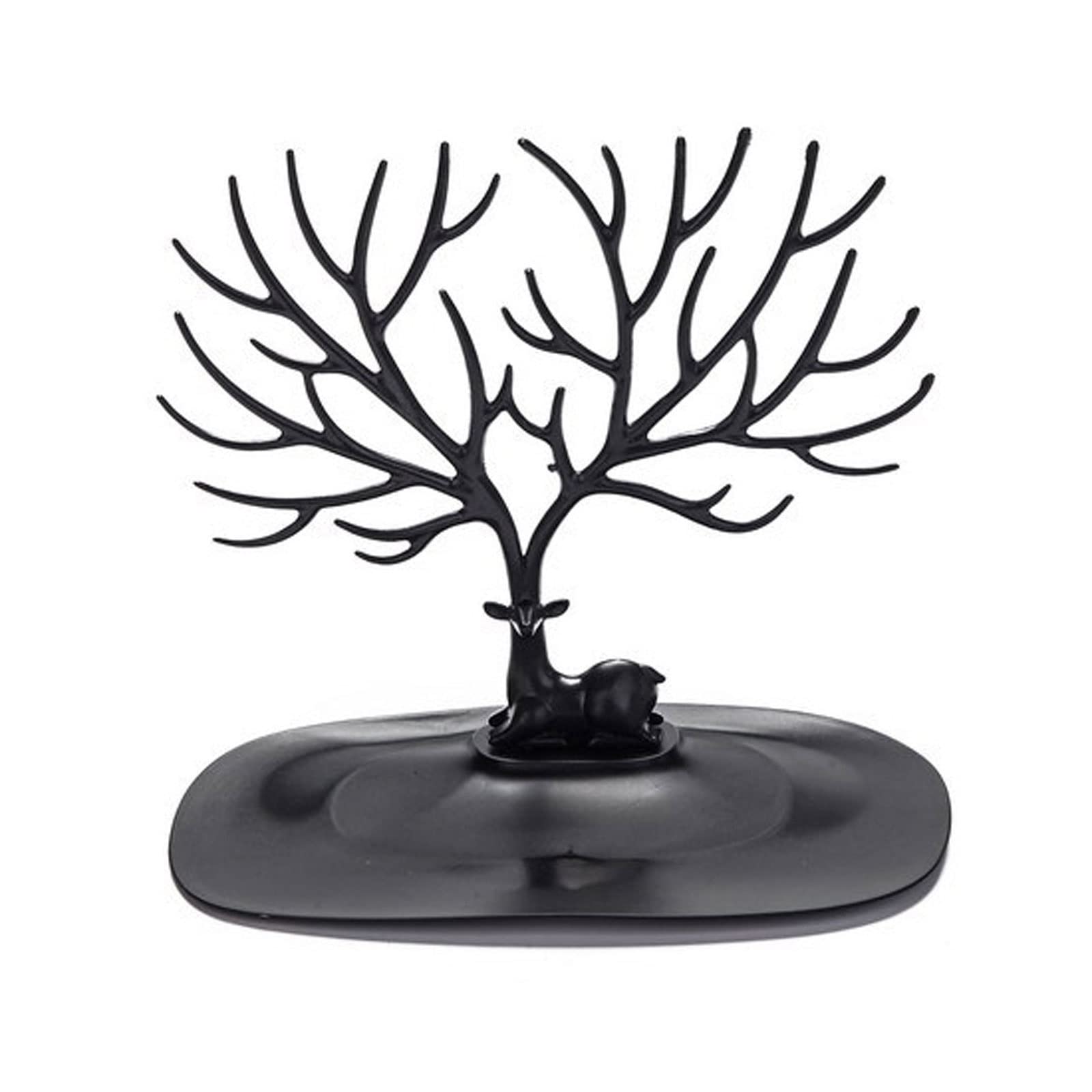 Deer Horn Jewelry Display Stand with Tray - Necklace, Earring & Pendant Organizer - Black Jewelry Holder for Boutique, Home Decor & Gift Shop Display