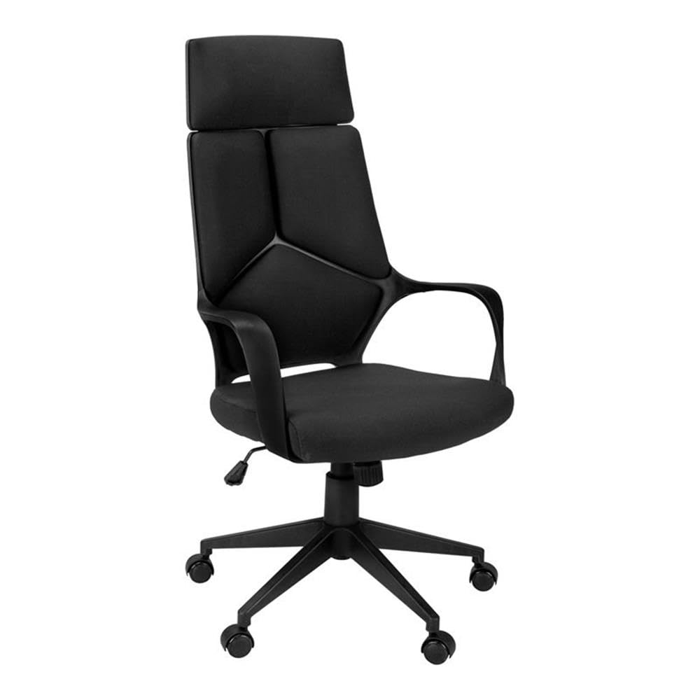 Monarch Specialties Ergonomic Office Chair - Black Mesh Back, Adjustable Height, Swivel & Rolling Wheels for Home & Office Workspace Comfort