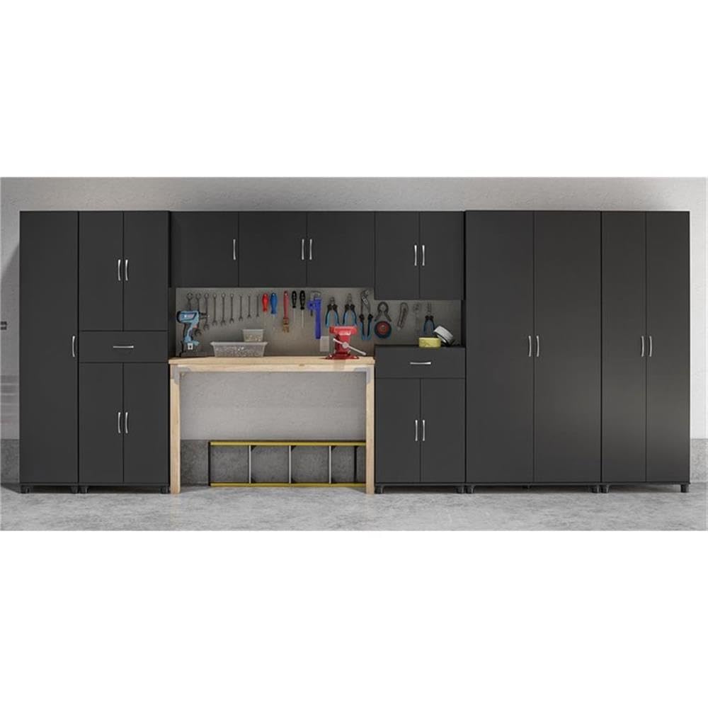 Pemberly Row Transitional 24-Inch Black Storage Cabinet with 1 Drawer & 2 Doors - Perfect for Home Office, Living Room, or Bedroom Organization