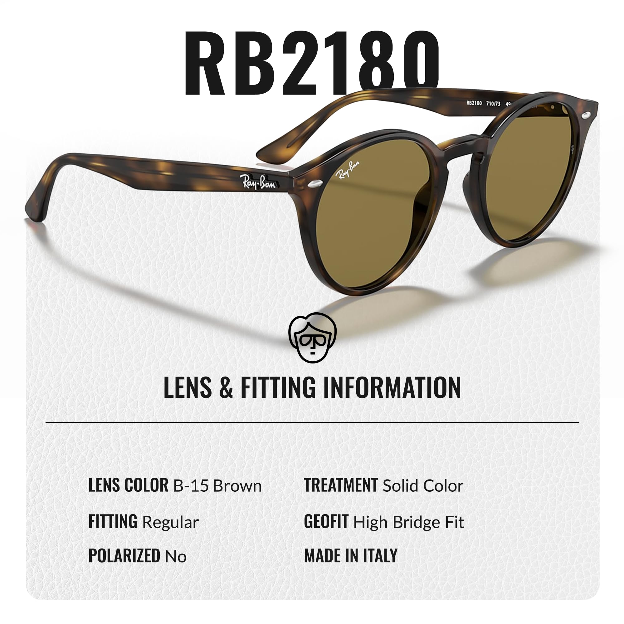 Ray-Ban RB2180 Round Sunglasses for Men & Women - Classic Polarized UV Protection Lenses with Eyewear Kit - Perfect for Driving, Beach & Outdoor Activities