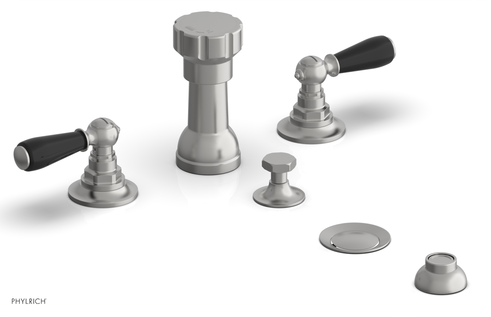 Jamestown 4-Hole Bidet Faucet Set with Lever Handles & Black Accents - Model 165 61 - Perfect for Modern Bathroom Upgrades & Water Conservation