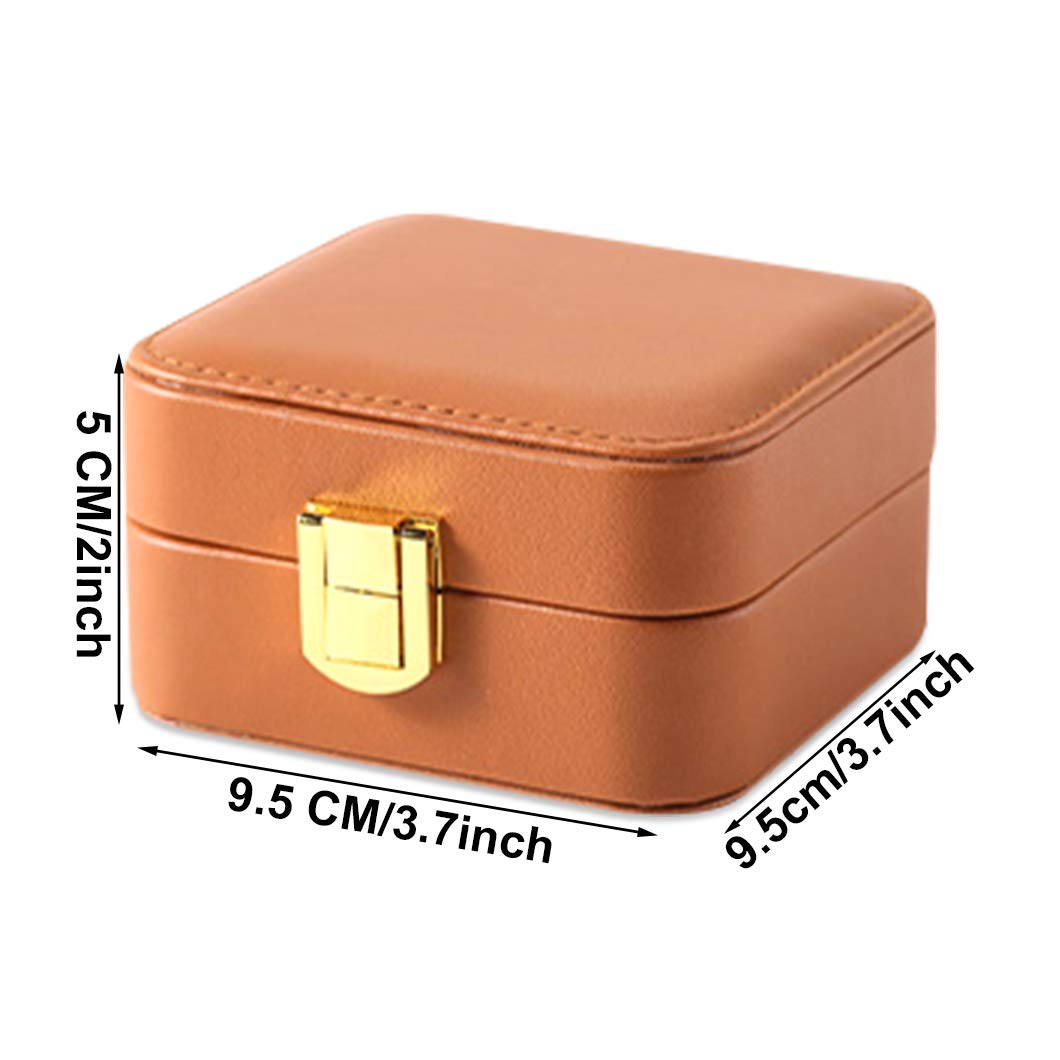 Rolin Roly PU Leather Travel Jewelry Organizer Box - Waterproof Jewelry Storage Case with Mirror for Rings, Necklaces, Bracelets, Earrings & Pendants (Brown) | Perfect for Travel, Home Storage & Gift Giving