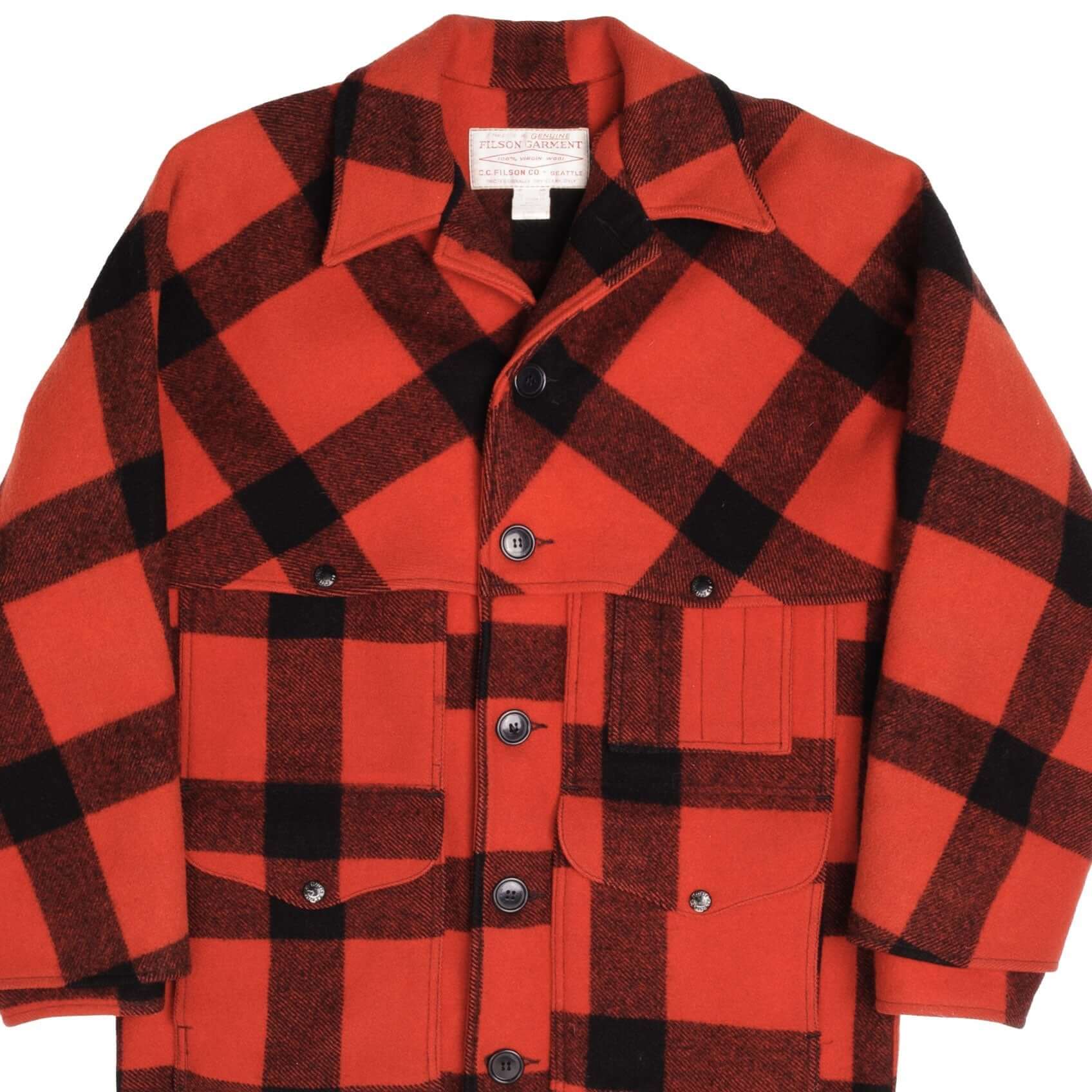 Vintage Filson Double Mackinaw Cruiser Plaid Wool Jacket - Size 40 - 1990s Made in USA - Classic Outdoor Hunting & Fishing Coat for Men