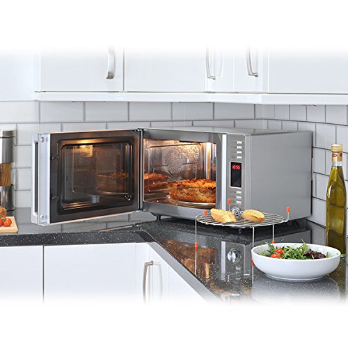 Igenix IG3091 30L Stainless Steel Digital Microwave Oven with Grill & Convection - 900W, 5 Power Levels, 10 Auto Menus, 95-Min Timer | Perfect for Baking, Grilling & Quick Meals in Small Kitchens