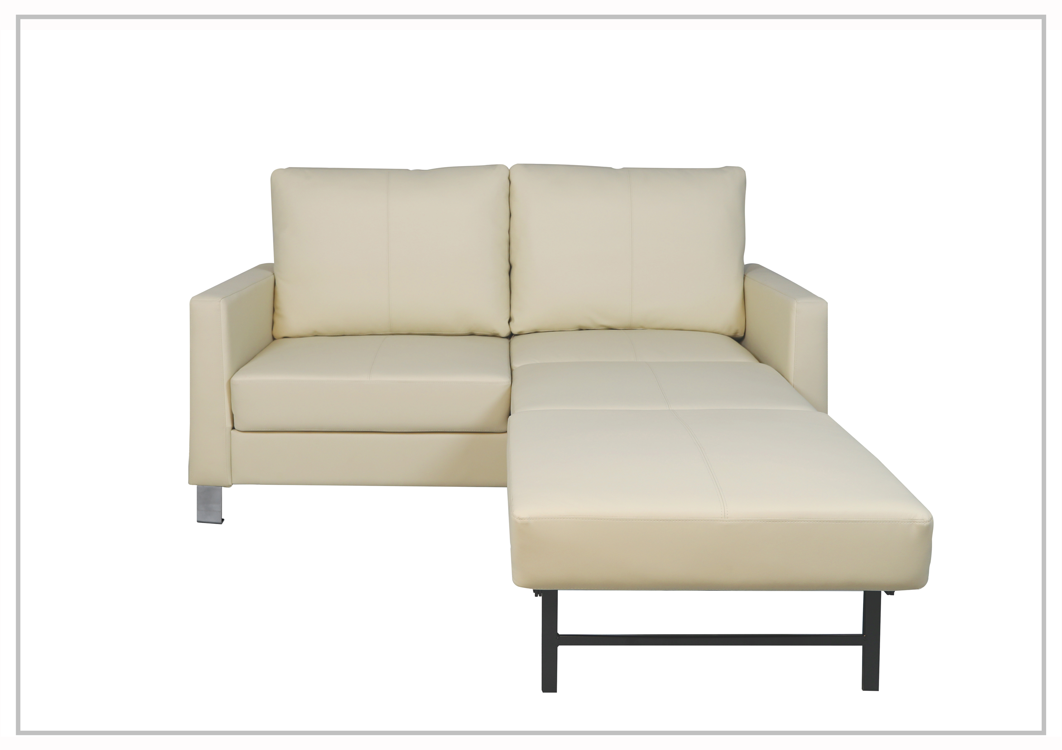 Gio Italia Nova Queen Leather Sleeper Sofa with Wood and Chrome Legs - Convertible Sofa Bed for Small Spaces, Living Room, Guest Room & Home Office