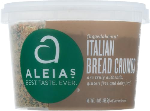 ALEIAS GLUTEN FREE BAKERY Italian Style Bread Crumbs - 13 oz (368g) | Panko Style for Chicken Cutlets, Meatballs & Fish Coating | Keto Friendly & Vegan Breadcrumbs for Baking & Cooking
