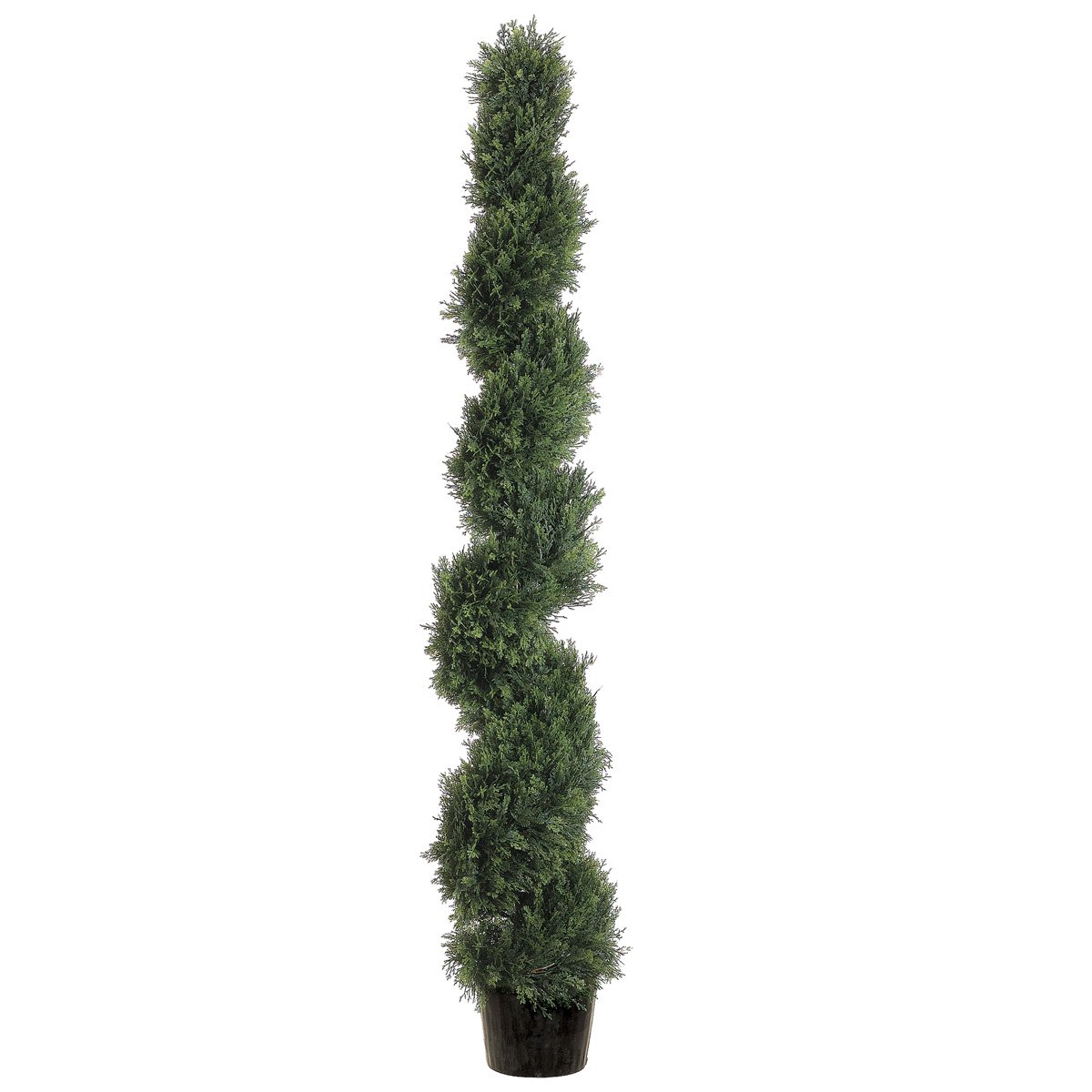 6-Ft Green Silk Spiral Cedar Topiary in Plastic Pot - Elegant Artificial Tree for Home, Office & Wedding Decor