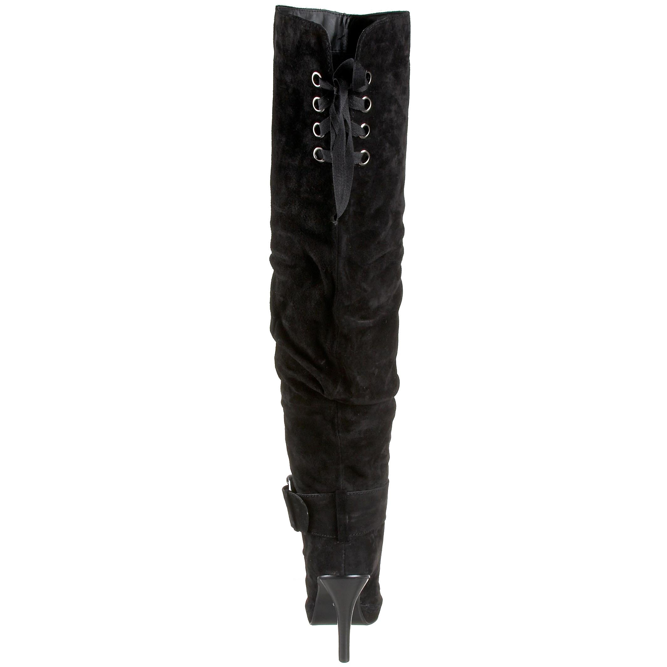 Sexy Women's Kinky Boots - High Heel Fetish Boots for Cosplay, Nightclub & Halloween Costume - Black PU Leather Thigh High Boots for Women's Fashion & Party Wear