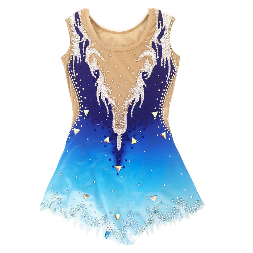 LIUHUO RG Blue Crystal Leotard for Girls - Gymnastics Competition Dress