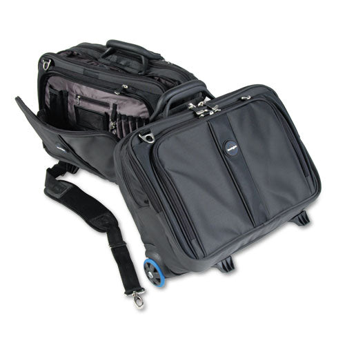 Premium Contour Rolling Ballistic Nylon Laptop Case with SnugFit Compartment - Fits 17 Inch Laptops (19x17x9.5 Inches) - Durable Black Business & Travel Laptop Bag for Airplane, Office & Commuting