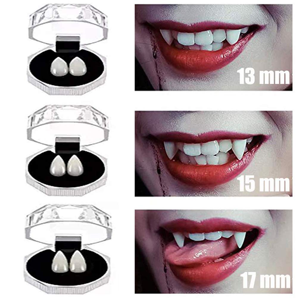 3 Pairs Halloween Vampire Zombie Werewolf Fake Teeth - White Fangs for Cosplay, Costume Party & Halloween Decorations | Perfect for Scary Movie Nights, Trick or Treat & Spooky Events