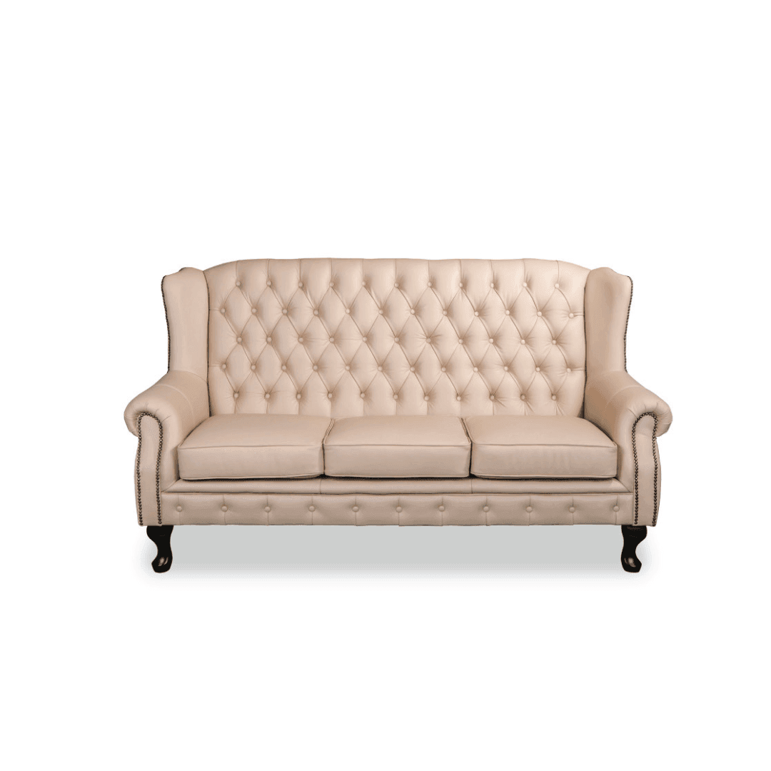 Premium Chesterfield Highback Leather Sofa – Luxurious Genuine Leather Upholstery for Living Room, Office & Lounge – Classic Tufted Design with High Comfort Back Support