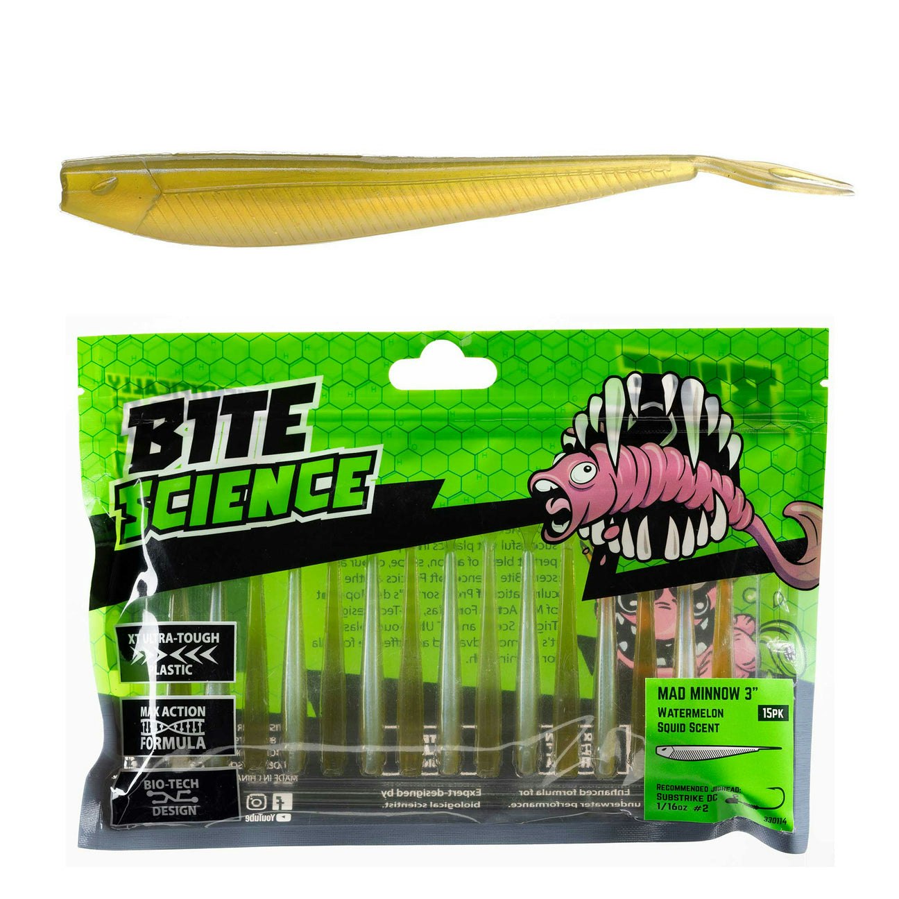 Bite Science Mad Minnow Fishing Lures - Top Bass & Trout Bait for Freshwater & Saltwater Fishing - Perfect for Casting, Trolling & Ice Fishing