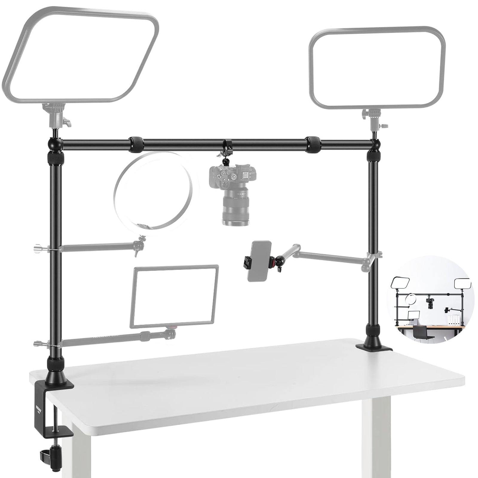 NEEWER NK002 Overhead Camera Mount Rig - Adjustable 360° Swivel Arm for DSLR, Mirrorless, and Smartphone - Perfect for YouTube, TikTok, and Product Photography