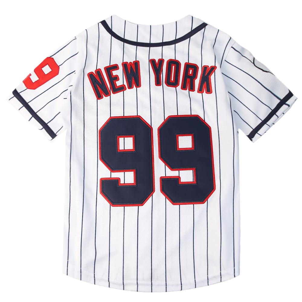 New York 99 Stitched Youth Baseball Jerseys - Kids Hip Hop Shirts for Boys, Christmas Party Gifts & Sports Events
