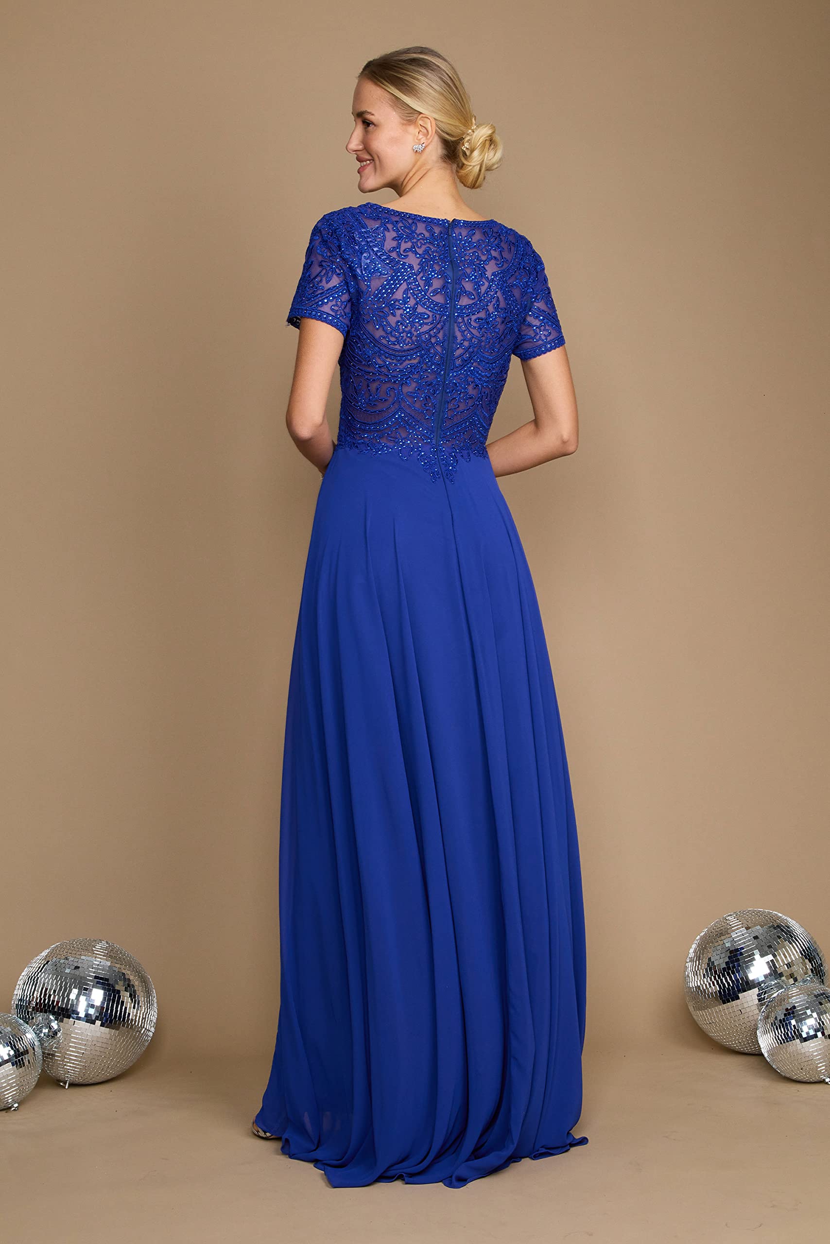 Elegant Short Sleeve Mother of The Bride Dress by Dylan & Davids - Perfect for Weddings, Receptions & Special Occasions