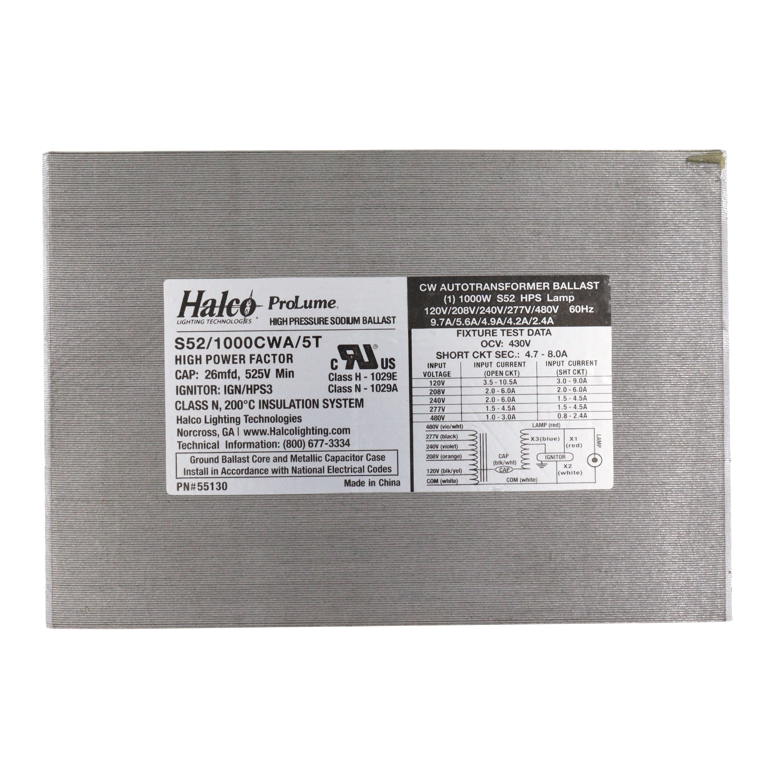 HALCO S52/1000CWA/5T/K 1000W HPS HID Ballast Kit - 120/208/240/277/480V - High Pressure Sodium Lighting for Warehouse, Stadium & Outdoor Areas