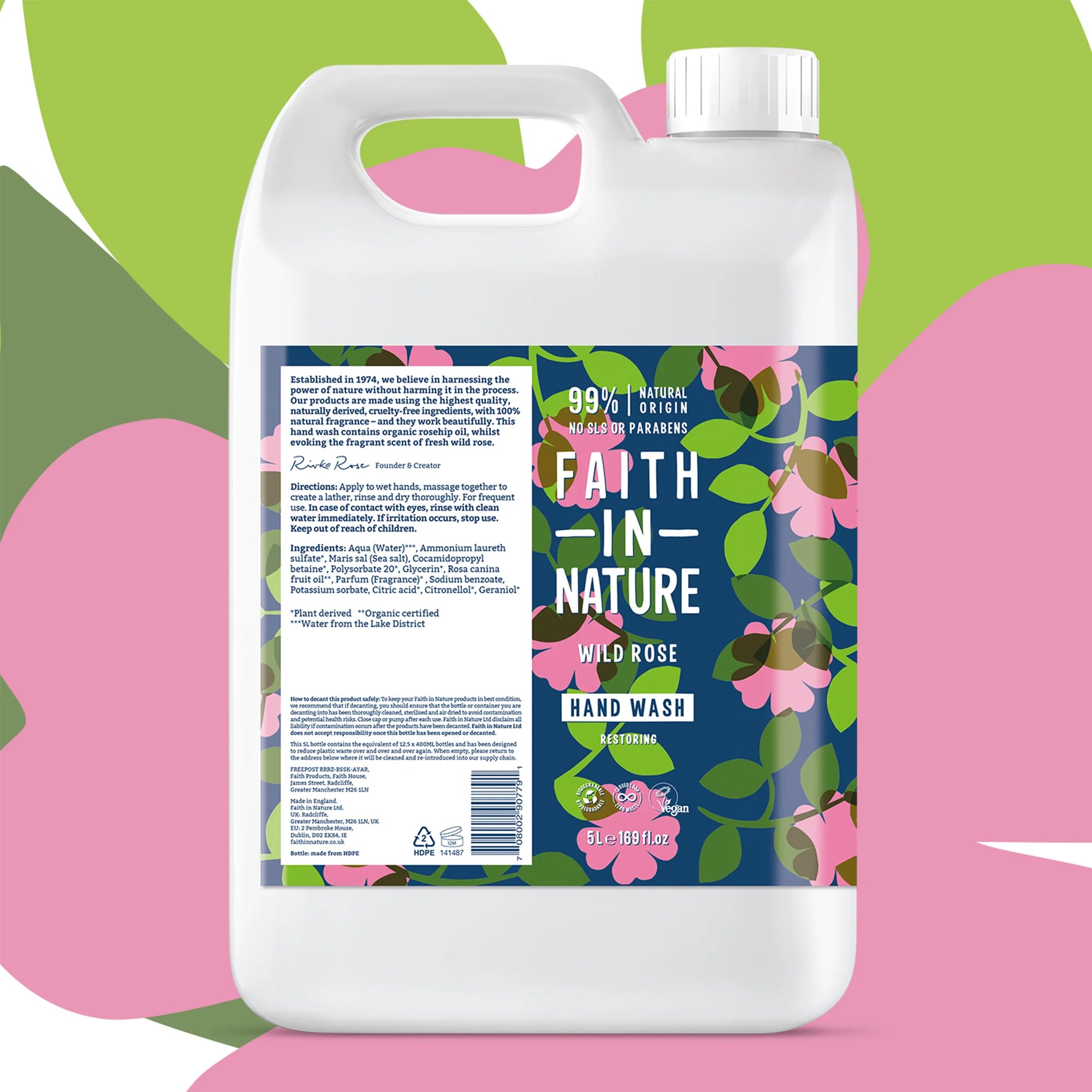 Wild Rose Scented Hand Soap Refill - 5 Liters (1.32 Gallons) | Gentle & Moisturizing for Daily Hand Washing | Perfect for Homes, Offices & Restaurants
