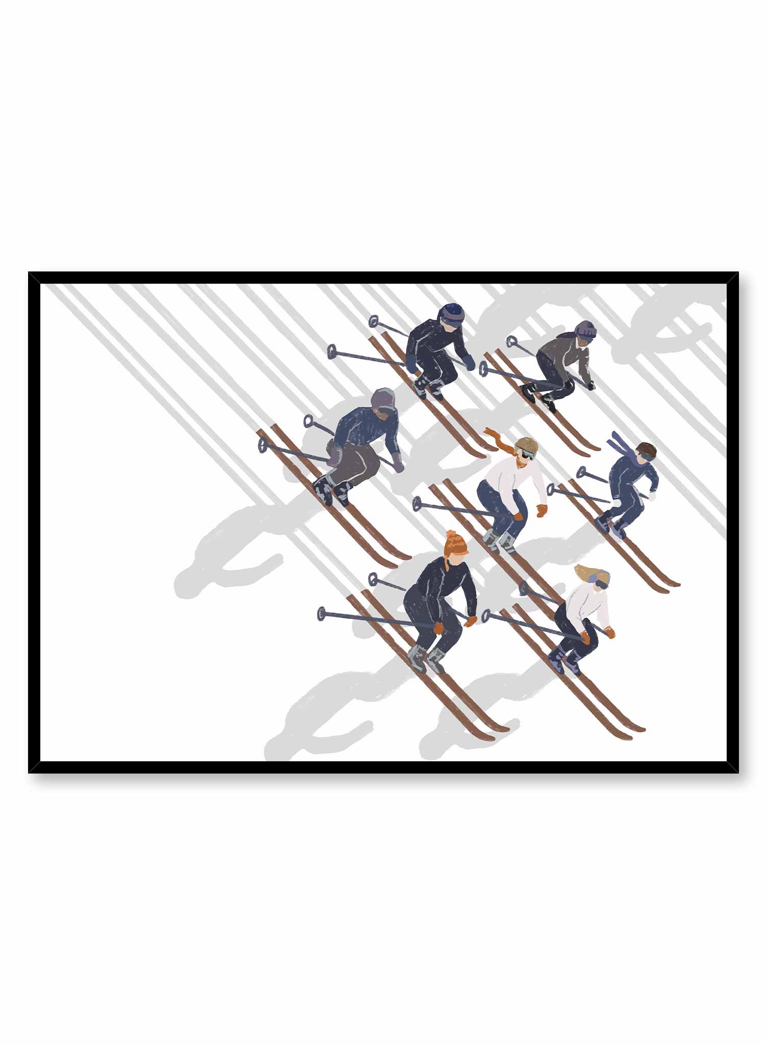 On the Slopes Skiing Poster - Winter Sports Wall Art Decor for Home, Office & Cabin - Perfect for Ski Lovers & Mountain Enthusiasts