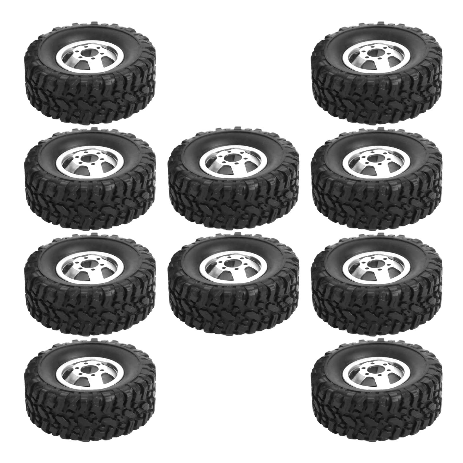**1/16 Scale RC Car Tires and Wheels - Aluminum Alloy Hub & Rubber Tires Replacement for WPL B24 B36 - Durable Off-Road Performance for Crawling, Racing & Trail Adventures (Silver)**