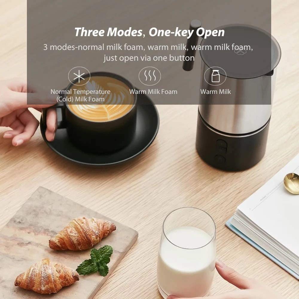 Electric Automatic Milk Frother & Hot Chocolate Maker - Stainless Steel, Dishwasher Safe, Cordless with Detachable Jug - 3 Hot & Cold Modes for Lattes, Cappuccinos & Hot Cocoa at Home or Office
