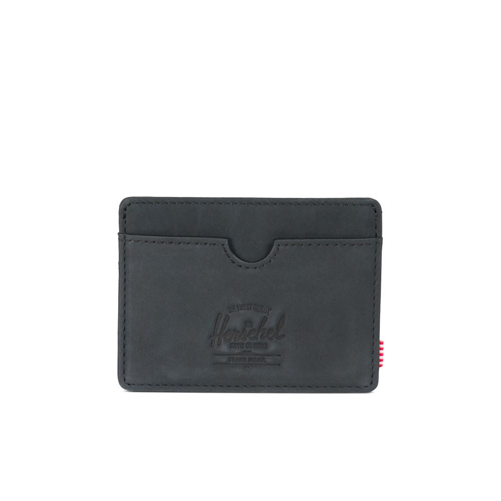 Herschel Beaded Collection Charlie Wallet - Black Nubuck Leather RFID Blocking Slim Wallet for Men & Women | Perfect for Travel, Everyday Use & Minimalist Lifestyle