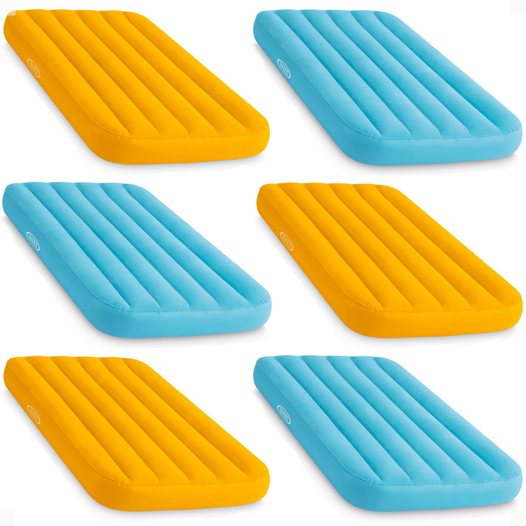 Intex 66803EP Cozy Kidz Inflatable Airbed - 6 Pack Fiber-Tech Air Mattress with Velvety Soft Surface & Carry Bag - 34.5