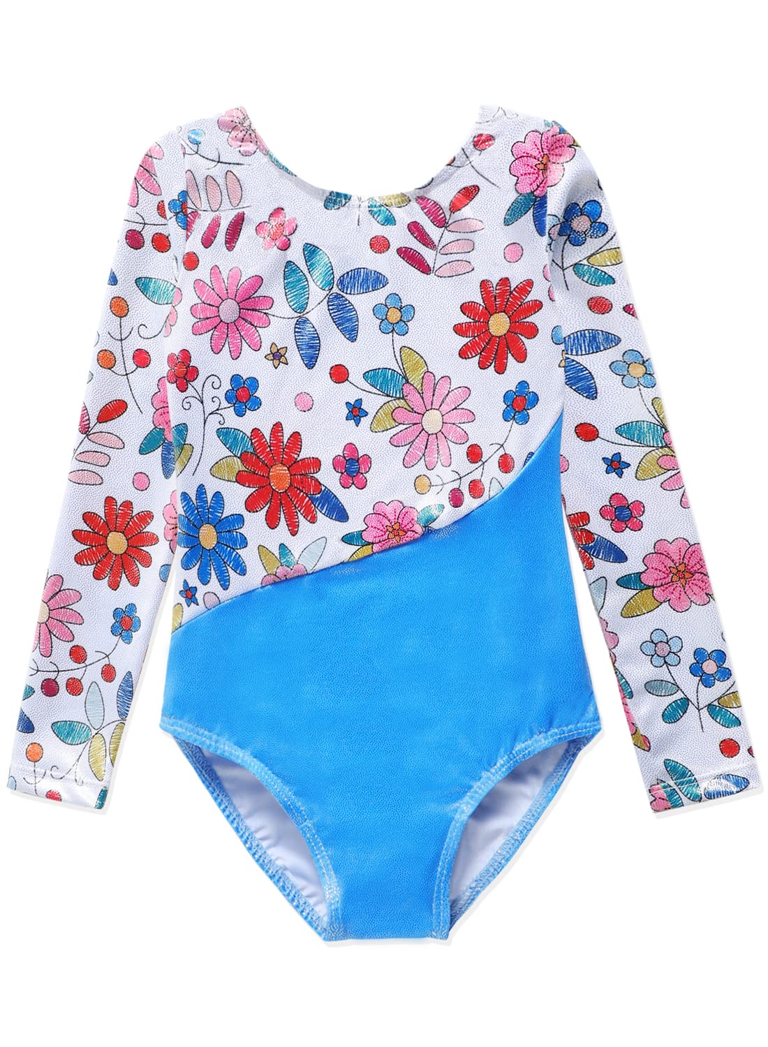 Sparkly Purple Snowflake Gold Mermaid Gymnastics Leotard for Girls - Long Sleeve Toddler Dance Biketard - Perfect for Ballet, Cheerleading & Ice Skating Performance