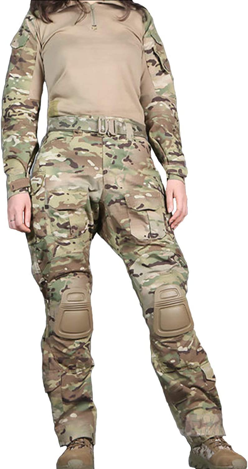 SINAIRSOFT Women's Tactical Shirt & Pants Set with Protective Pads - Gen3 Combat Uniform for Airsoft, Paintball, Outdoor Training & Military Simulation