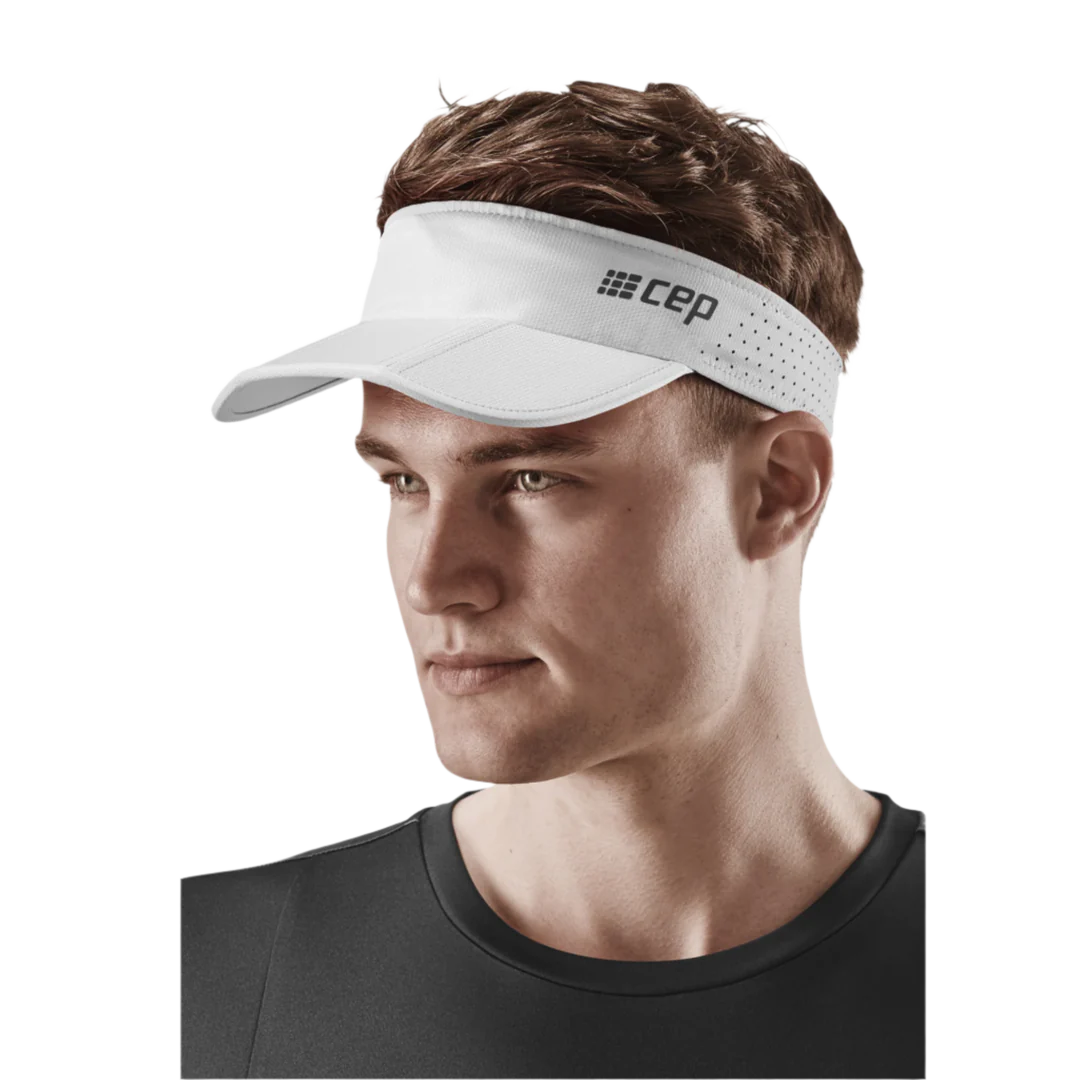 CEP Unisex Running Foldable Visor Cap - White | Lightweight Sun Protection for Men & Women | Perfect for Jogging, Hiking, Cycling & Outdoor Sports