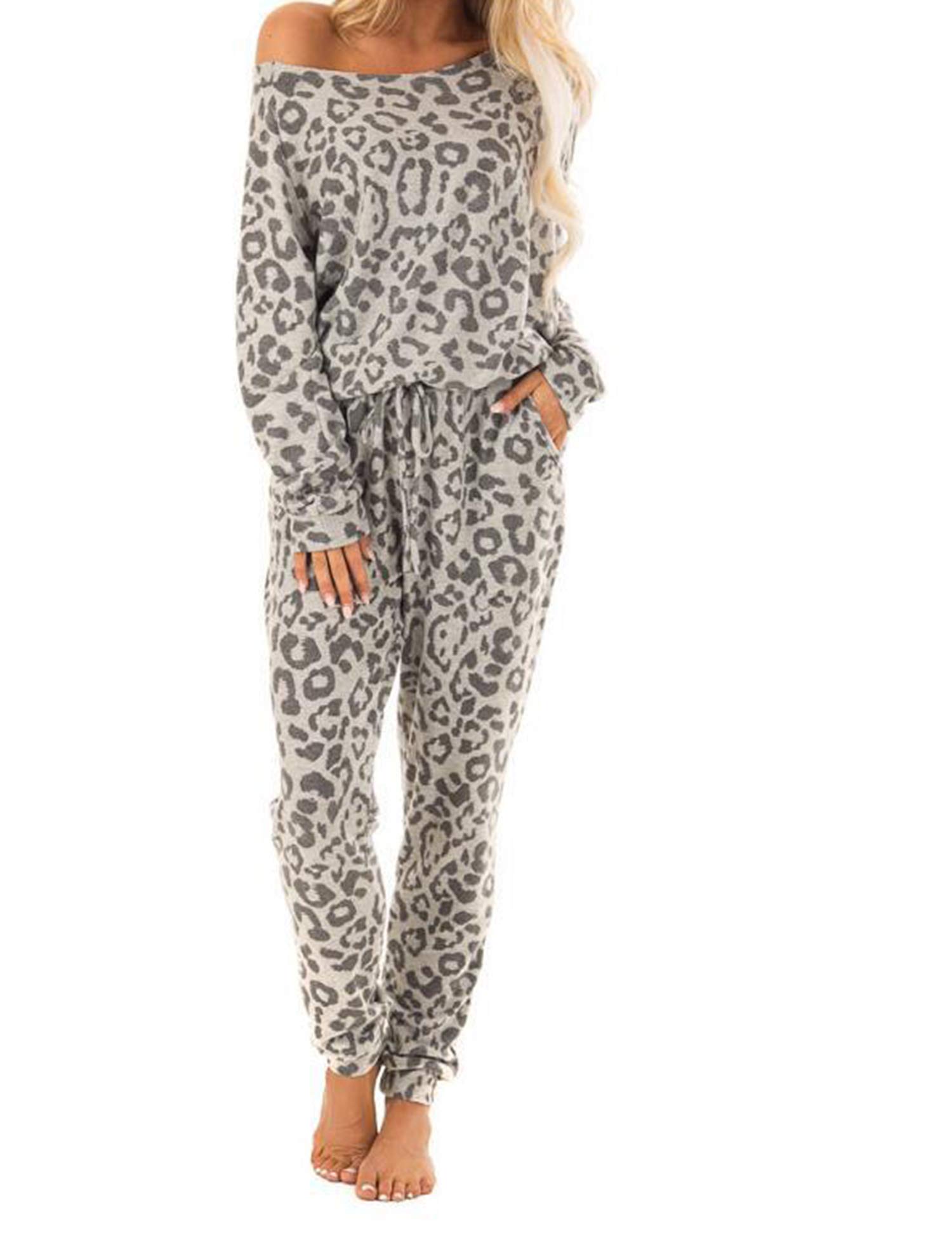 LYHNMW Women's Pajama Set - 2 Piece Waffle Knit V-Neck Lounge Outfit with Jogger Pants, Cozy Sweatsuit for Sleepwear & Loungewear - Perfect for Relaxing at Home, Sleepovers, and Spa Days