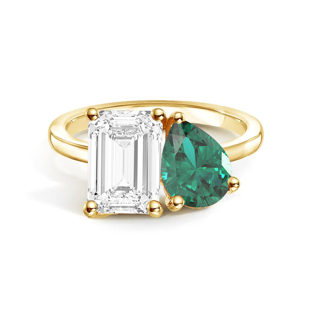 Personalized Toi et Moi Moissanite Birthstone Ring - Custom Anniversary Gift for Couples, Engagements & Romantic Occasions